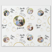 写真が付いているブライダルシャワーか婚約のギフト用包装紙 ラッピングペーパー (フラット)