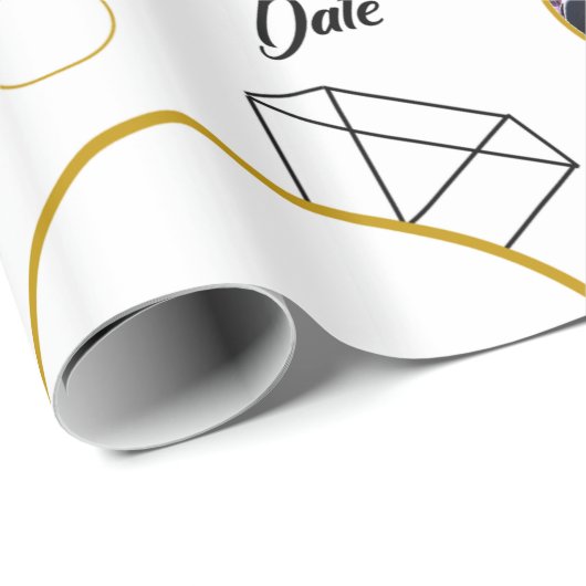 写真が付いているブライダルシャワーか婚約のギフト用包装紙 ラッピングペーパー (ロールコーナー)