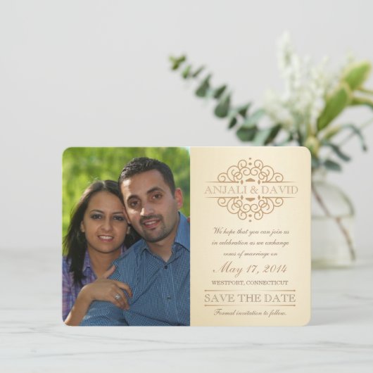 写真が付いている日付のヴィンテージスクロールを救って下さい セーブザデート (スタンド正面)