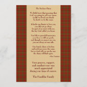 写真が付いている赤い格子縞のフランネルの記念カード プログラム (裏面)