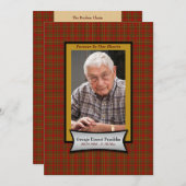 写真が付いている赤い格子縞のフランネルの記念カード プログラム (正面/裏面)