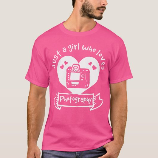 写真が大好きな女の子 - 写真 Tシャツ (正面)