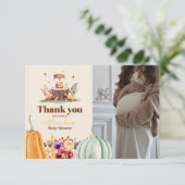写真が恋に落ちるベビーウッドランドベビーシャワー サンキューカード (スタンド正面)