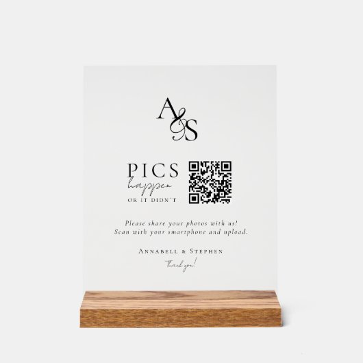 写真が起こる!写真、QRコード結婚、 アクリルサイン (正面)