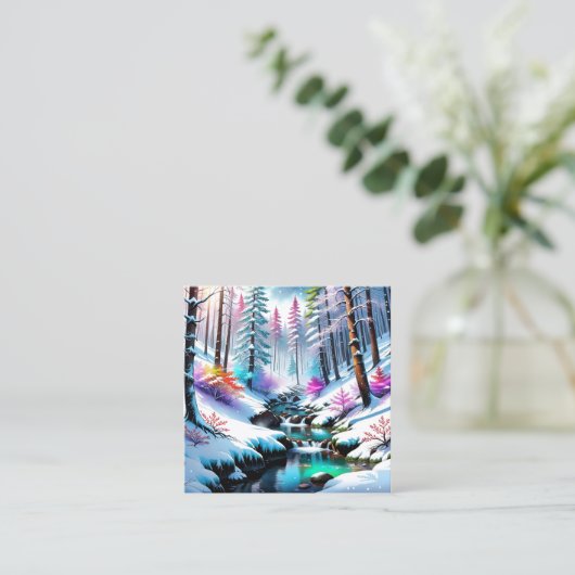 写真きらめくの雪がとても美しい! スクエア名刺 (スタンド正面)