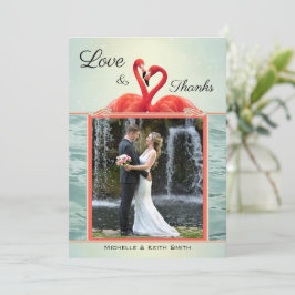 写真きらめくフラミ結婚ンゴサンキューカード セーブザデート