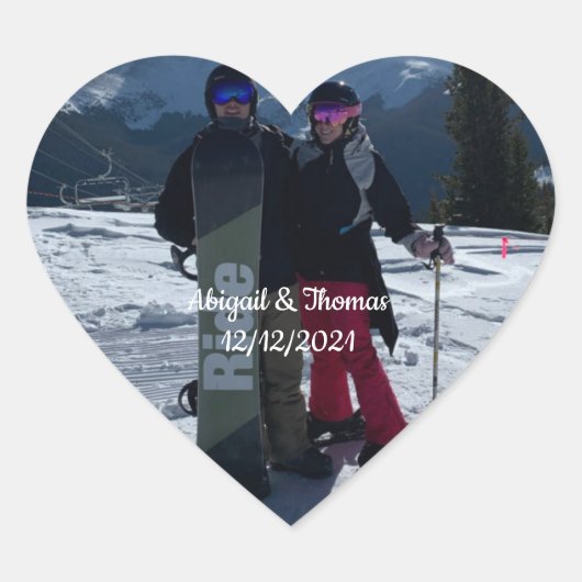 写真ご自身の写真の婚約結婚カップルの追加 ハートシール (正面)