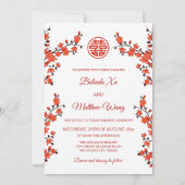 写真さくらんぼ中国の結婚の花 招待状 (裏面)