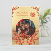 写真さくらんぼ中国の結婚の花 招待状 (スタンド正面)