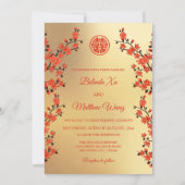 写真さくらんぼ中国の結婚の花 招待状 (裏面)