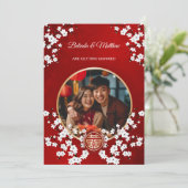 写真さくらんぼ中国の結婚の花 招待状 (スタンド正面)