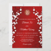 写真さくらんぼ中国の結婚の花 招待状 (裏面)