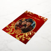 写真さくらんぼ中国の結婚の花 箔招待状 (回転した状態)