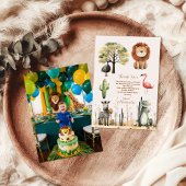 写真すべてのパーティー動物サファリ誕生日 サンキューカード