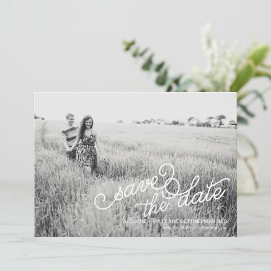 写真でお知らせする結婚式の延期カード セーブザデート (スタンド正面)