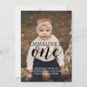 写真でお知らせする1歳の誕生日お知らせデータのダウンロード 招待状 (正面)