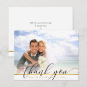 写真でお礼を 現代のラグジュアリーなカリグラフィー サンキューカード (正面/裏面)