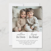 写真でつながる!共同1歳誕生日招待状の台本 招待状 (正面)