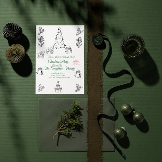 写真ではないお洒落クリスマス 招待状