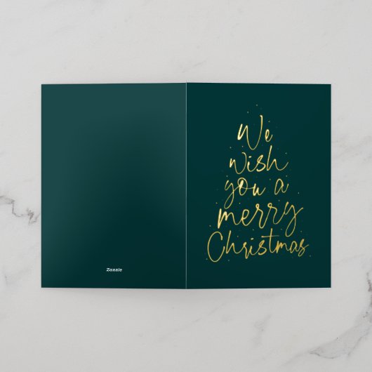 (写真ではない、金の)楽しいクリスマスをお過ごしください 箔グリーティングカード (外側レイダウン)