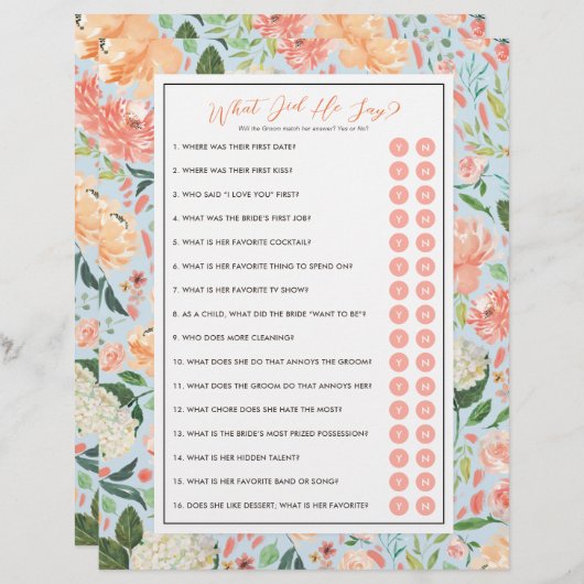 写真でカスタマイズ!あなただけの花嫁シャワーゲーム (正面/裏面)