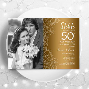 写真でサプライズ50周年 - ゴールドホワイト 招待状