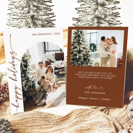 写真でハッピーホリデー モダンなクリスマスカード 招待状