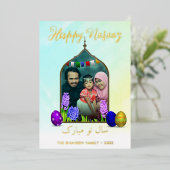 写真でハッピー ノーローズ パステル ミント フラワー カラフル イースターエッグ 箔シーズンカード (立ち正面)