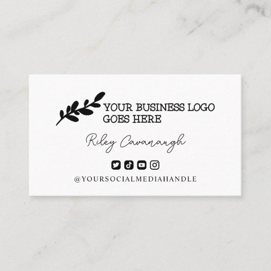 写真でロゴのソーシャルメディアハンドルをクリーニング 名刺 (正面)