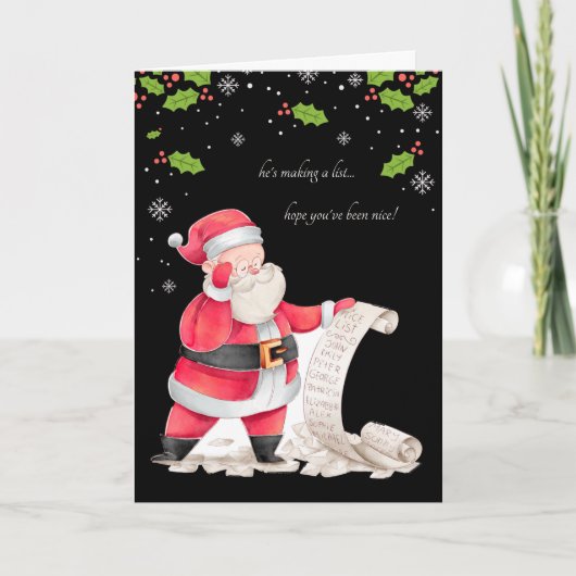 写真で作るホリデーカード「彼はリストを作っている」V. シーズンカード (正面)