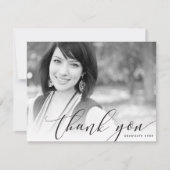 写真で感謝を伝える モダンラグジュアリーなカリグラフィー ブラック サンキューカード (正面)
