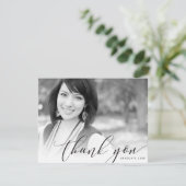 写真で感謝を伝える モダンラグジュアリーなカリグラフィー ブラック サンキューカード (スタンド正面)