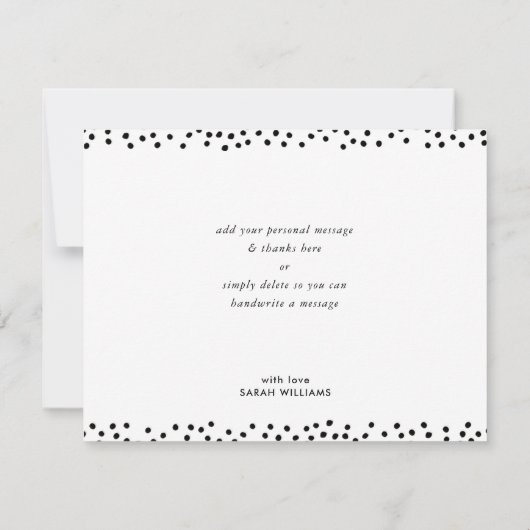 写真で感謝を伝える モダンラグジュアリーなカリグラフィー ブラック サンキューカード (裏面)