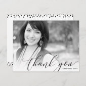 写真で感謝を伝える モダンラグジュアリーなカリグラフィー 黒 サンキューカード (正面/裏面)