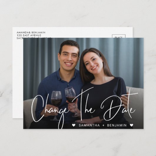 写真で日付の発表結婚を変える ポストカード (正面/裏面)
