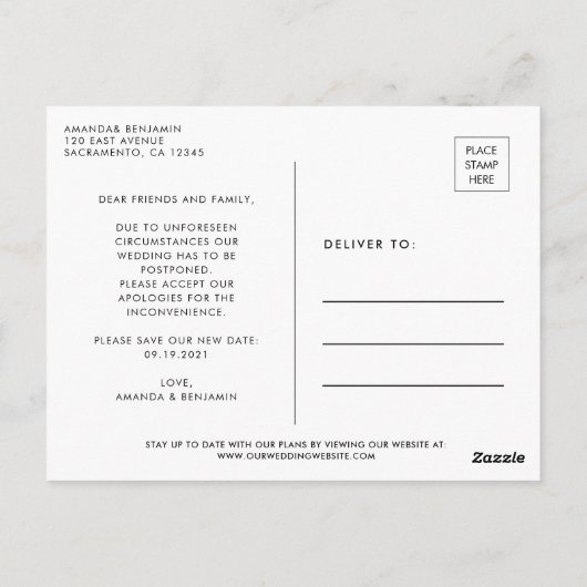 写真で日付の発表結婚を変える ポストカード (裏面)