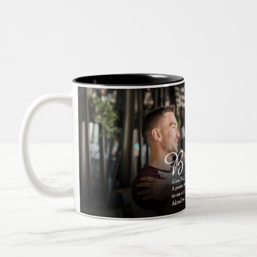 写真で楽しく 現代的でかっこいい 最高の兄弟の定義 ツートーンマグカップ (左)