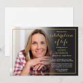 写真で紐解く 命の祝祭 葬儀 ゴールド スクリプト 招待状 (正面/裏面)