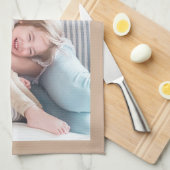 写真で置き換え、タン縁ど キッチンタオル (四つ折り)