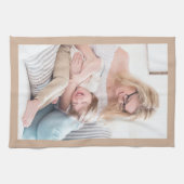 写真で置き換え、タン縁ど キッチンタオル (横)