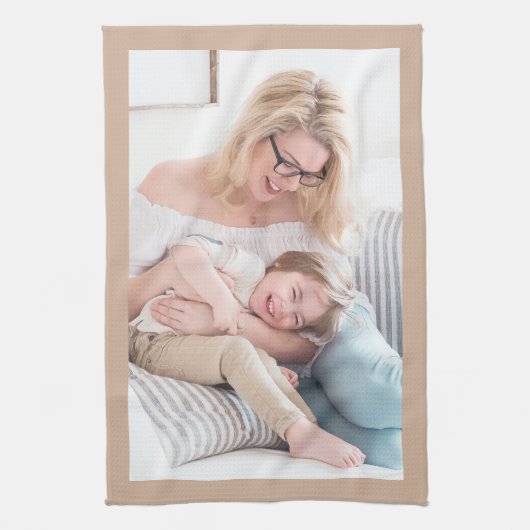 写真で置き換え、タン縁ど キッチンタオル (縦)