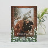 写真で見る雪の木と森のピンのウェディングアニバーサリー 招待状 (スタンド正面)