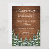 写真で見る雪の木と森のピンのウェディングアニバーサリー 招待状 (裏面)