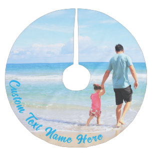 写真とお気に入りの文字のクリスマスツリースカート ブラッシュドポリエステルツリースカート