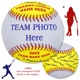 写真とすべてのプレイヤー名ソフトボールのコーチのギフト ソフトボール
