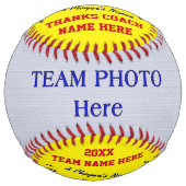 写真とすべてのプレイヤー名ソフトボールのコーチのギフト ソフトボール (正面)