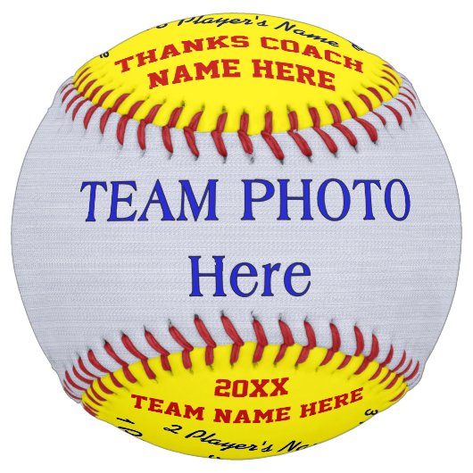 写真とすべてのプレイヤー名ソフトボールのコーチのギフト ソフトボール (正面)