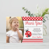 写真とのてんとう虫の誕生日のサンキューカード サンキューカード (スタンド正面)