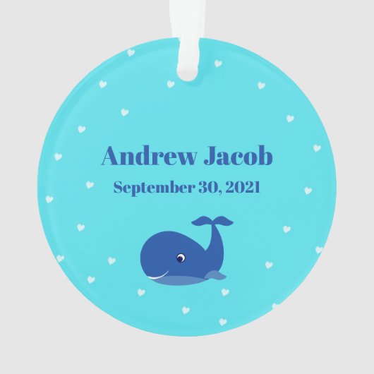 写真とのクジラのベビーの第1クリスマス オーナメント (裏面)