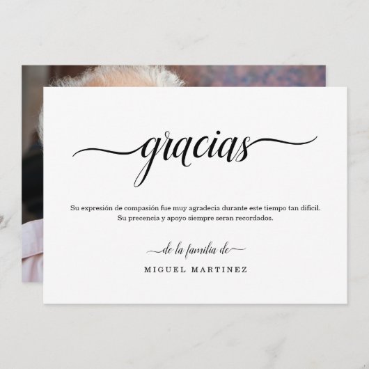 写真とのスペインのな葬儀のサンキューカード サンキューカード (正面/裏面)